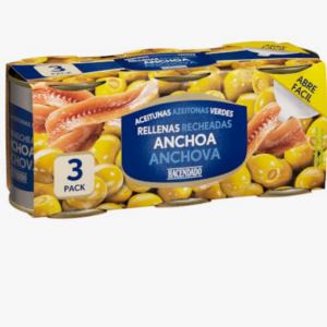 Hacendado Aceitunas verdes rellenas de anchoa (3 pack)