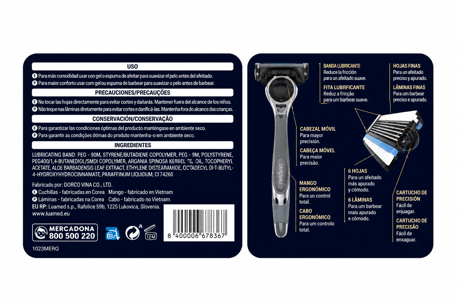 Precision System 6 Razor Set with 12 Refills Deliplus 2 Precision System 6 Razor Set with 12 Refills Deliplus - Image 2