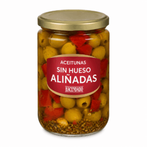 Hacendado Kivideta rohelised Manzanilla oliivid punase paprika ja vürtsidega