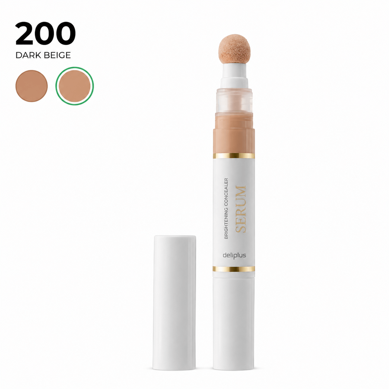 Deliplus Brightening Serum Concealer helendav peitekreem-seerum nr 200 Dark Beige 4 ml 1 Deliplus Brightening Serum Concealer helendav peitekreem-seerum nr 200 Dark Beige 4 ml