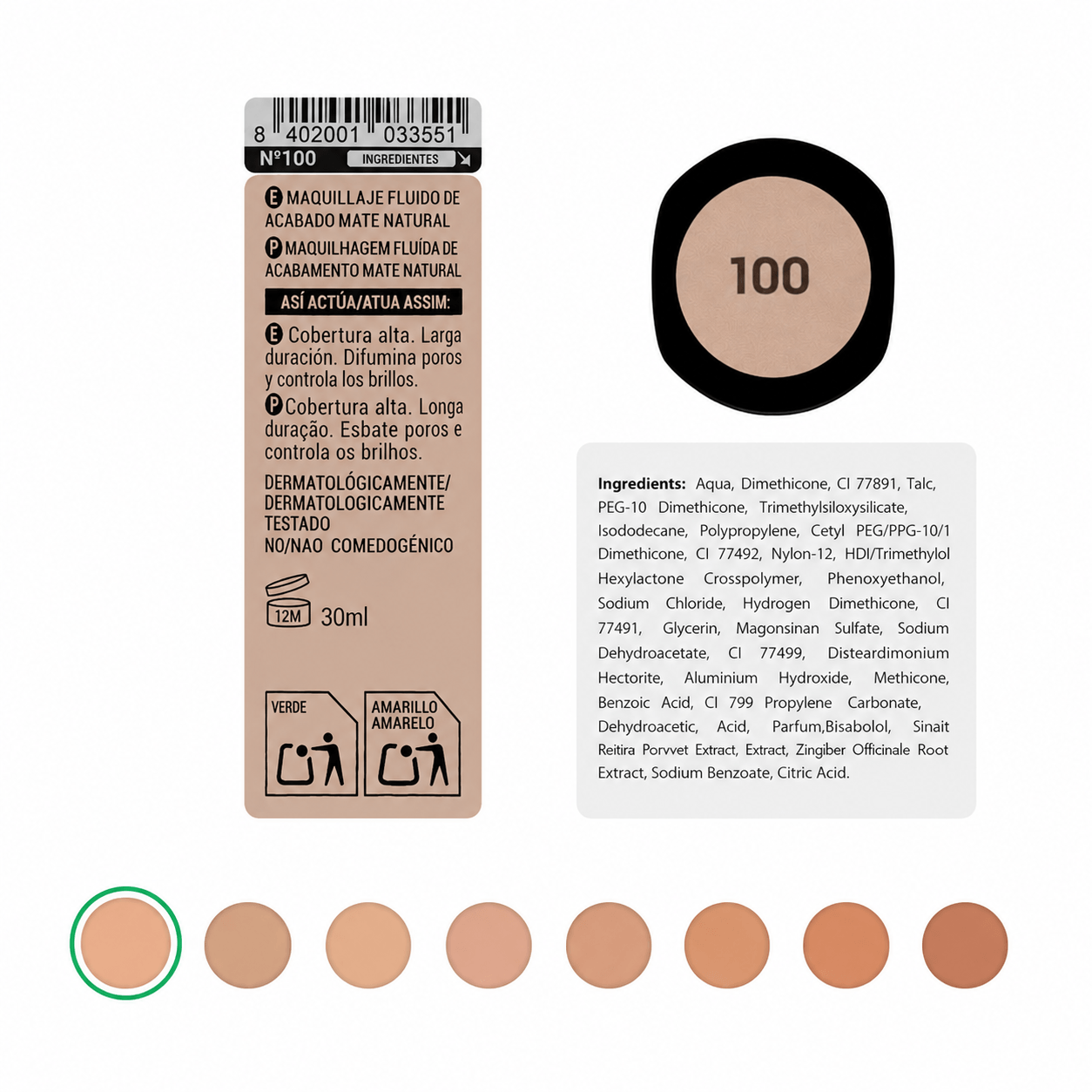 Deliplus Mate Long Lasting — noturīgs matēts tonālais krēms Nr. 100 Porcelain, 30 ml 2 Deliplus Mate Long Lasting — noturīgs matēts tonālais krēms Nr. 100 Porcelain, 30 ml - Image 2