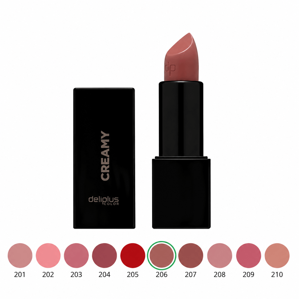 Deliplus Creamy Lipstick 212 Cream Brown kreemjas huulepulk 1 Deliplus Creamy Lipstick 212 Cream Brown kreemjas huulepulk
