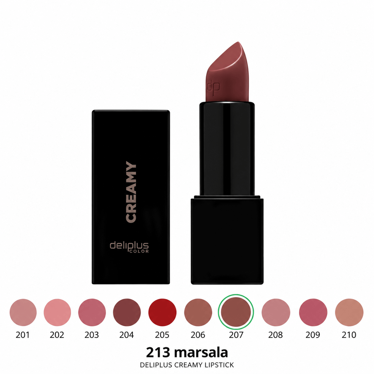 Deliplus Creamy №213 Marsala kreemjas huulepulk 1 Deliplus Creamy №213 Marsala kreemjas huulepulk