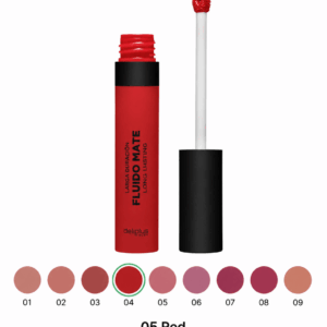 Deliplusi vedel matt huulepulk Fluido Mate Long Lasting, toon 05 Red, 5,5 ml