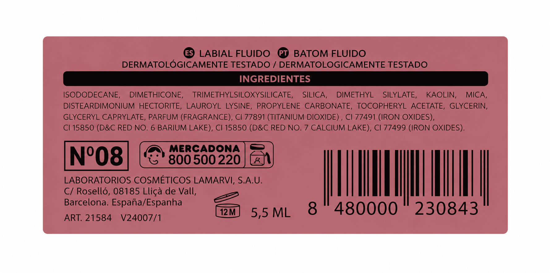 Deliplusi vedel matt huulepulk Long-lasting Matte Fluid Lipstick 08 Pale Pink, 5,5 ml 2 Deliplusi vedel matt huulepulk Long-lasting Matte Fluid Lipstick 08 Pale Pink, 5,5 ml - Image 2
