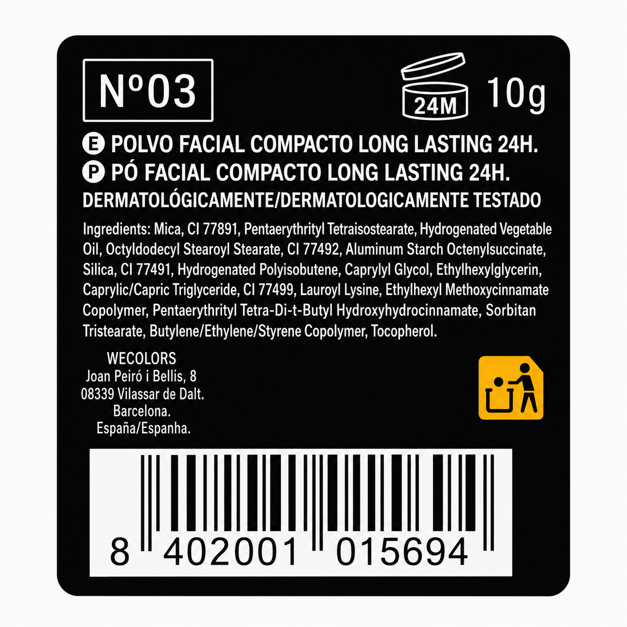Kompaktpuuder Deliplus Long Lasting 24H №03 Gold, 10 g 2 Kompaktpuuder Deliplus Long Lasting 24H №03 Gold, 10 g - Image 2