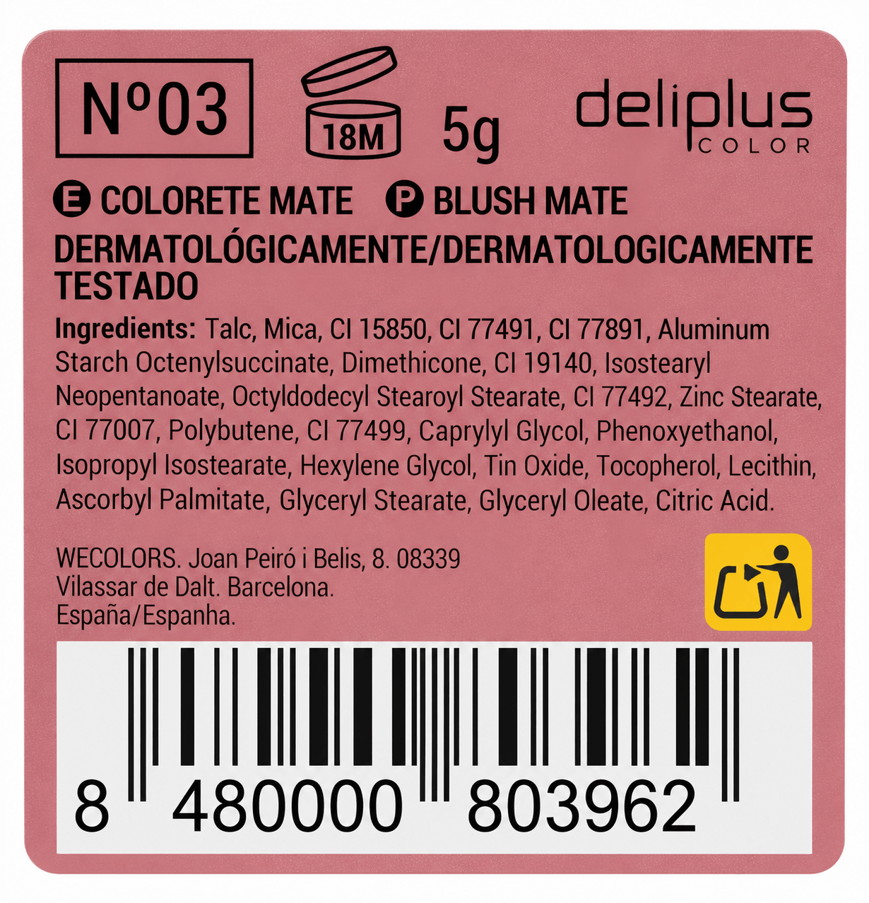 Kompaktsed matid põsepunad Deliplus №03 Red, 5 g 2 Kompaktsed matid põsepunad Deliplus №03 Red, 5 g - Image 2
