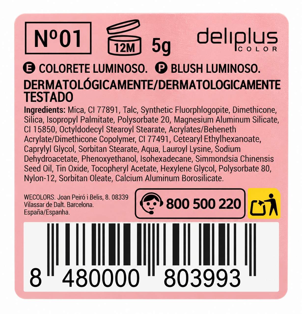 Kompaktsed säravad põsepunad Deliplus Luminous №01 Pink, 5 g 2 Kompaktsed säravad põsepunad Deliplus Luminous №01 Pink, 5 g - Image 2