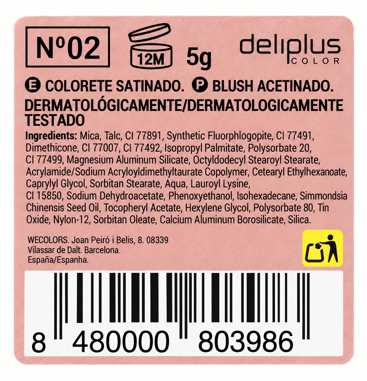 Satiinise viimistlusega põsepuna Deliplus Color №02 Natural, 5 g 2 Satiinise viimistlusega põsepuna Deliplus Color №02 Natural, 5 g - Image 2