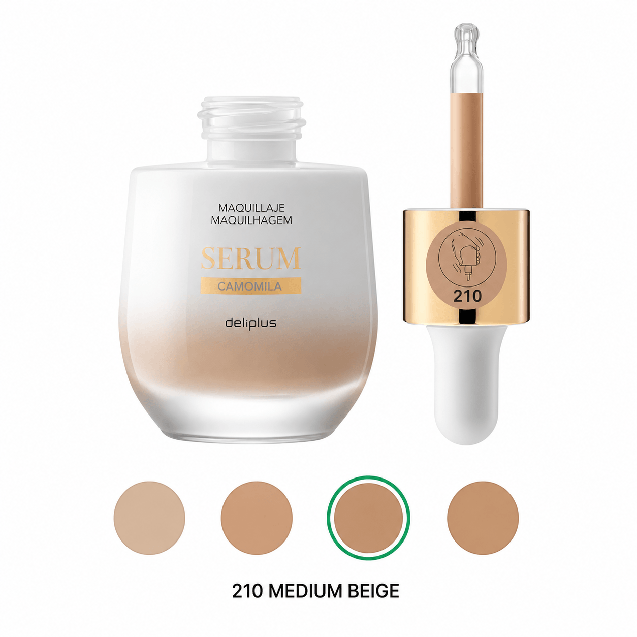Deliplus Serum Camomila — tooniv seerum №210 Medium Beige, 28 ml 1 Deliplus Serum Camomila — tooniv seerum №210 Medium Beige, 28 ml