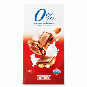 Hacendado piimašokolaad tervete mandlitega ilma lisatud suhkruta, 150 g