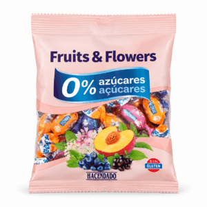 Hacendado Fruits & Flowers suhkruvabad karamellkommid, 3 maitse assortii, 90 g